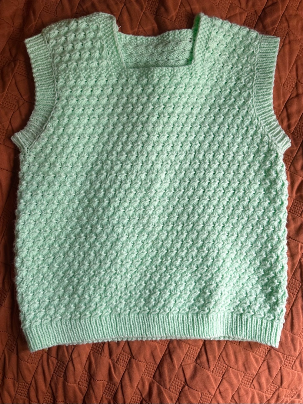$5 CLOSET CLOSING Vintage 90s Handmade Crochet Mint Green Knit Sleeveless Top